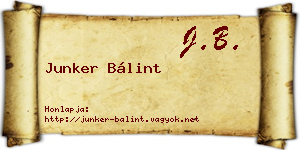 Junker Bálint névjegykártya